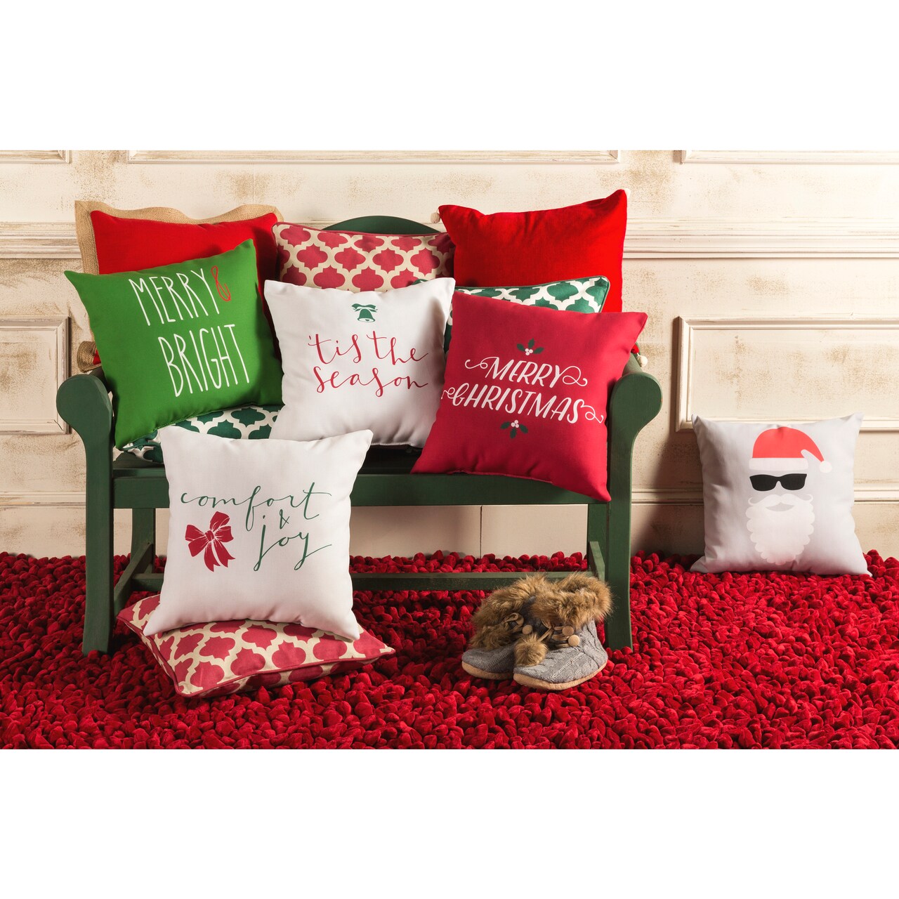Tiwari Home 18" Gray and Black Santa Printed Throw Pillow Cover